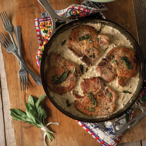Skillet Pork Chops with Brown Butter, Gravy, and Sage