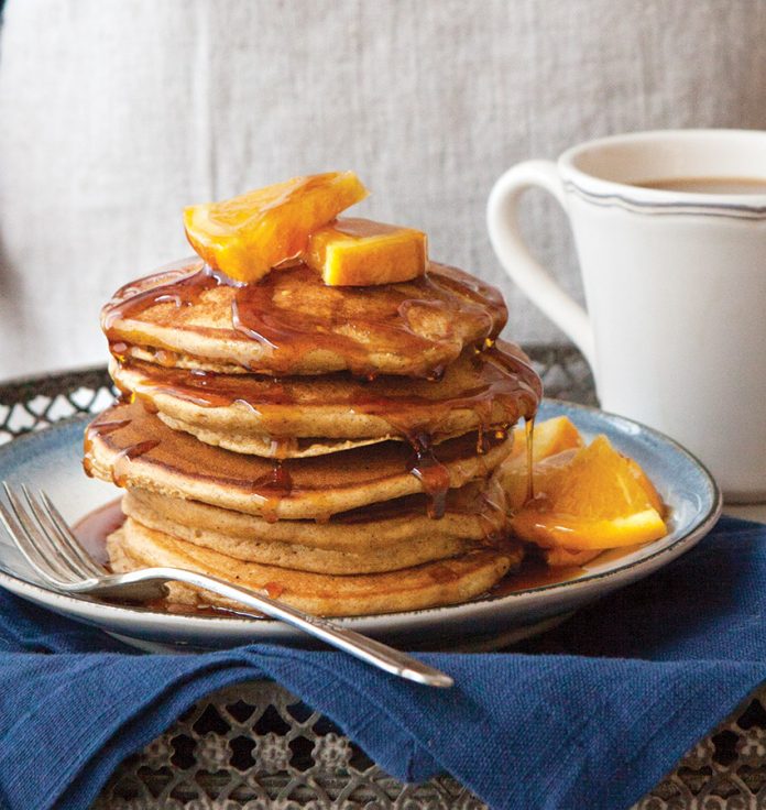 Gingerbread Pancakes with Maple-Orange Syrup