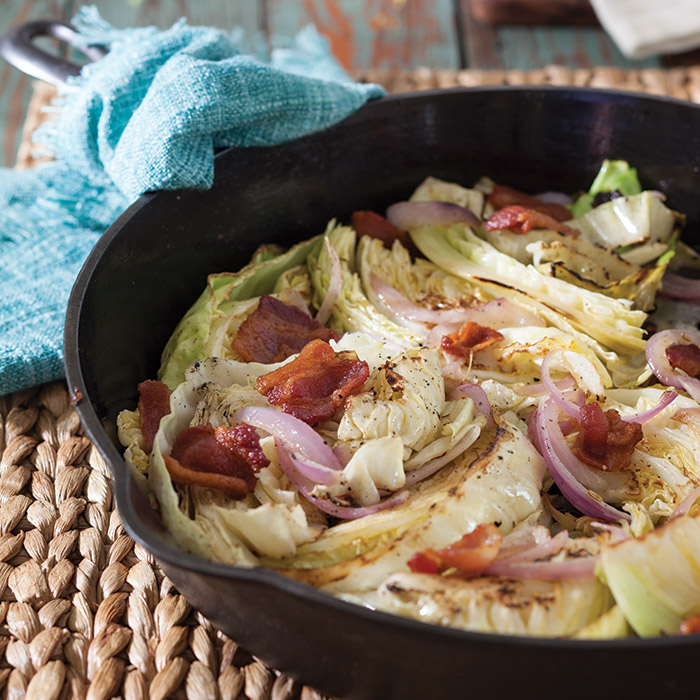 Cider Roasted Cabbage with Bacon