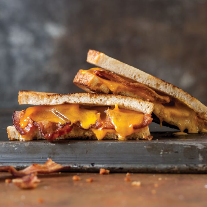 Smoked cheddar Bacon Grilled Cheese sandwiches