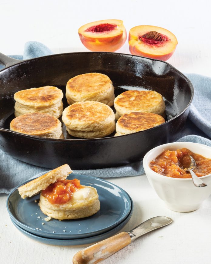 Stovetop Biscuits with Peach Butter